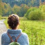 woman, path, nature